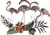Wanddecoratie - Flamingo's - metaal schilderij - frame art - 94 x 66 cm
