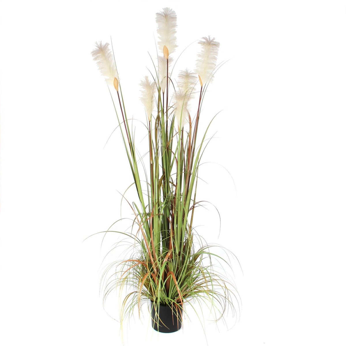 Mica Decorations gras pluim kunstplant - groen/creme - H81 x D40 cm