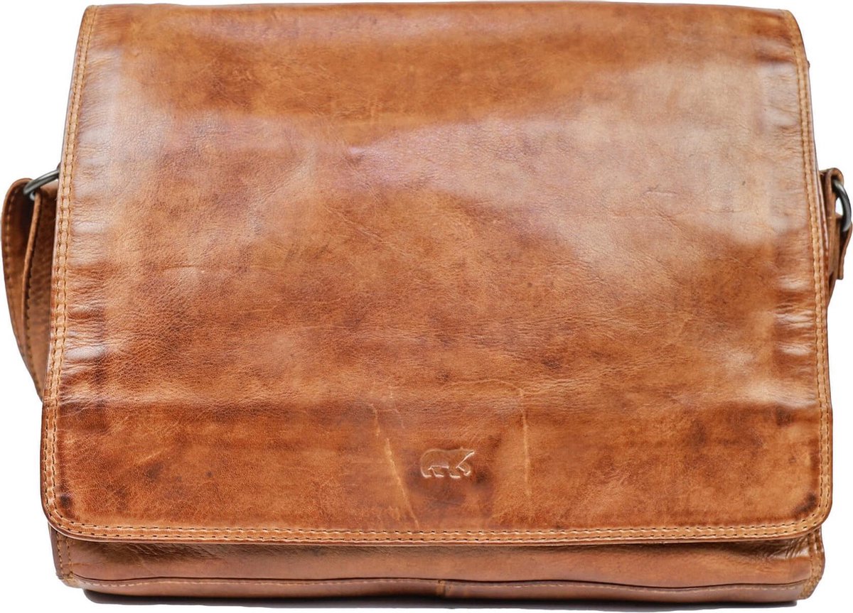 Bear Design Hanna Leren Overslagtas / Schoudertas - Cognac