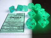 Set 10 10-zijdig, Chessex Borealis Luminary Light Green w/gold