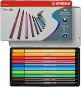 STABILO Pen 68 - Premium Viltstift - Metalen Etui - 10 Verschillende Kleuren