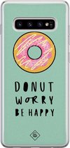 Samsung S10 hoesje siliconen - Donut worry | Samsung Galaxy S10 case | Roze | TPU backcover transparant