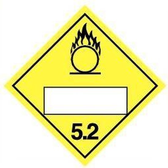 Beschrijfbare ADR klasse 5.2 sticker organische peroxide 250 x 250 mm ...