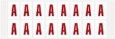 Letter stickers alfabet - 20 kaarten - rood wit teksthoogte 25 mm Letter A