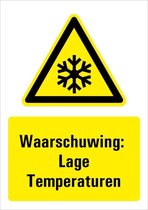 Sticker met tekst waarschuwing lage temperaturen 297 x 420 mm