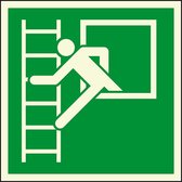 Nooduitgang bord Reddingsuitgang raam met vluchtladder, ISO 7010
