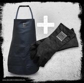 Gladiator Black + Tuff BBQ Gloves - Barbecueschort + Leren Schort - BadBoysBrand - Made in Jail