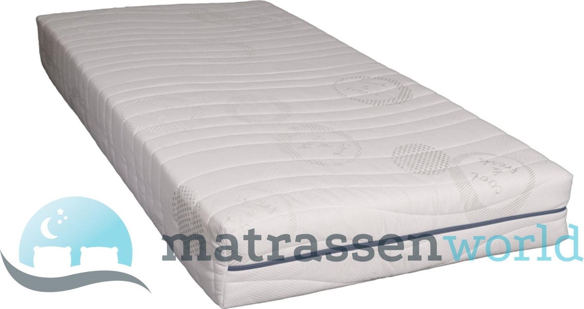 Nessa® Koudschuim Micro Pocketvering Matras Cool Fresh Tijk / Matrashoes - 70 x 200 cm dikte c.a. 25 cm Wit