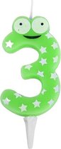 Gerimport Verjaardagskaars 3 Jaar 8 X 4 Cm Wax Groen/wit
