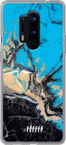 OnePlus 8 Pro Hoesje Transparant TPU Case - Blue meets Dark Marble #ffffff