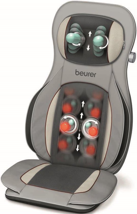 Beurer MG 320 HD Shiatsu Massagekussen - Massagestoel - 3 in 1 - Luchtcompressie - Triggerpoint massage - 4 + 2 Massagekoppen - Verwarming - Timer - Lederlook - 3 Jaar garantie