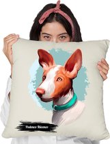 Sierkussen - Podenco Ibicenco Met Je Eigen Naam - Wit - 45 Cm X 45 Cm