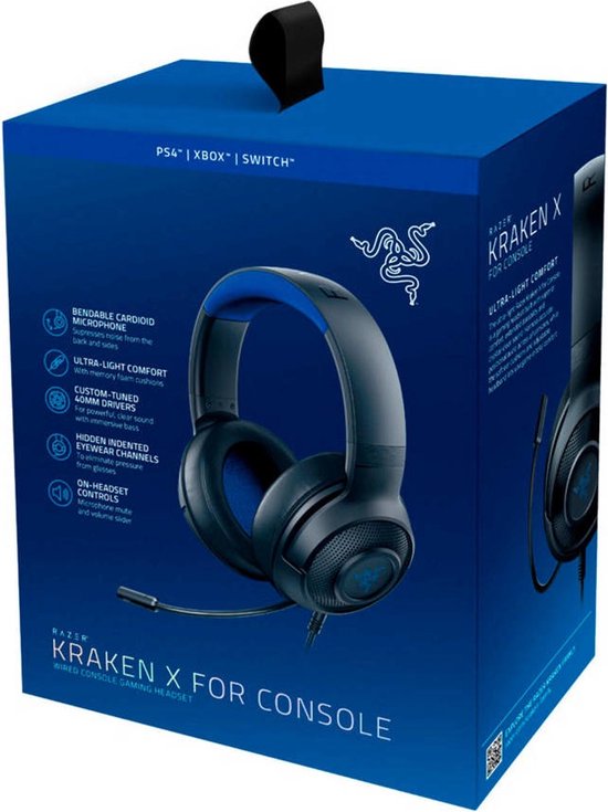Casque pour console Razer Casque Gaming PS4 Kraken X Noir et Bleu