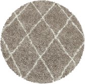 Himalaya Harmony Soft Shaggy Rond Hoogpolig Vloerkleed Beige- 120 CM ROND.