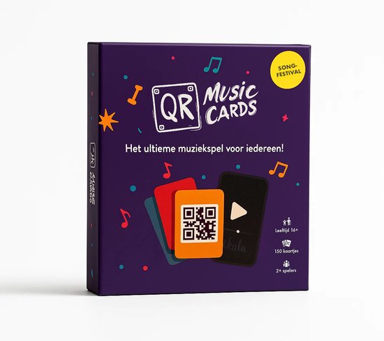 QR Music Cards - Songfestival editie - 150 kaartjes - Inclusief gratis app - Muziekspel - Kaartspel - Partyspel