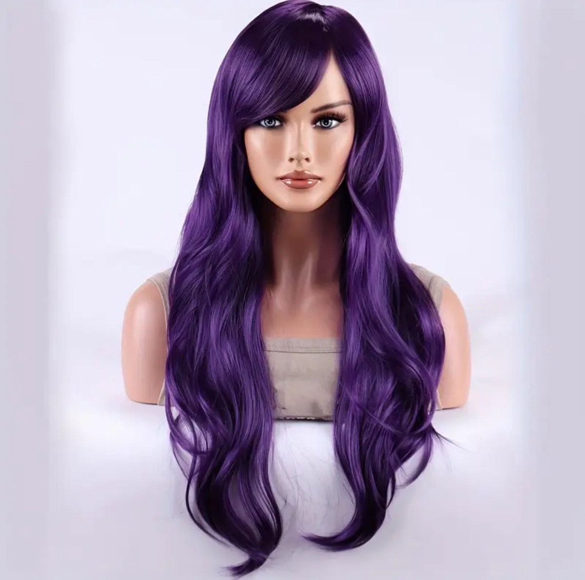 Paarse pruik- purple Wig- Carnaval- Long Wig- Lang Haar Pruik-