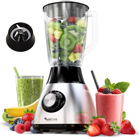 TurboTronic BG5 Blender - Met glazen kan - Smoothie blender - Smoothie maker - RVS