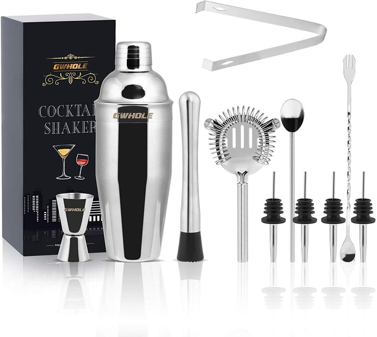 Cocktail Shaker Kit - Cocktail Making Set met Recepten - Elegante Cadeauverpakking