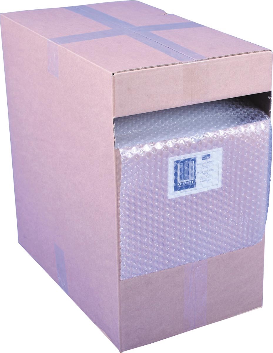 Q-CONNECT luchtkussenfolie | in dispenserdoos | 28 | 5 cm x 50 meter | transparant