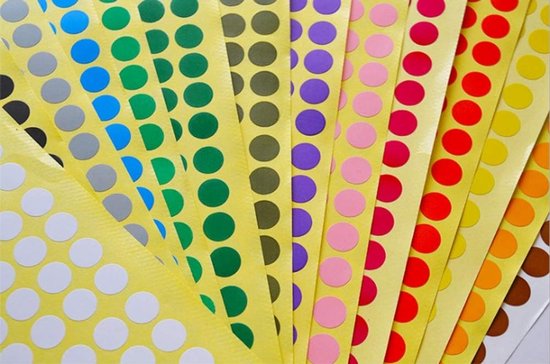 1500 stuks witte ronde kleurcodering cirkel stippen inventaris stickers