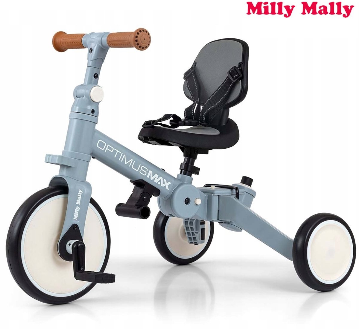 Milly Mally Optimus Max Loopfiets 5-in-1 met Duwstang - Blauw