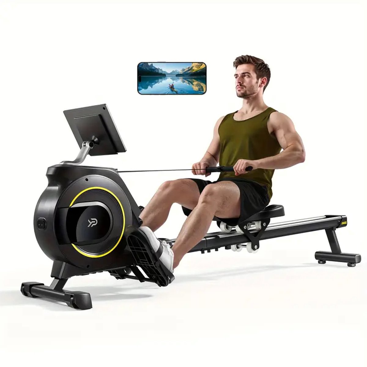 YPOO Roeimachine - Magnetische Roeitrainer – Roeiapparaat – LCD Display – Stil & Compact – Voor Gebruikers tot 200 cm / 120 kg – Thuis Fitness Roeitrainer - YPOO - €299,95