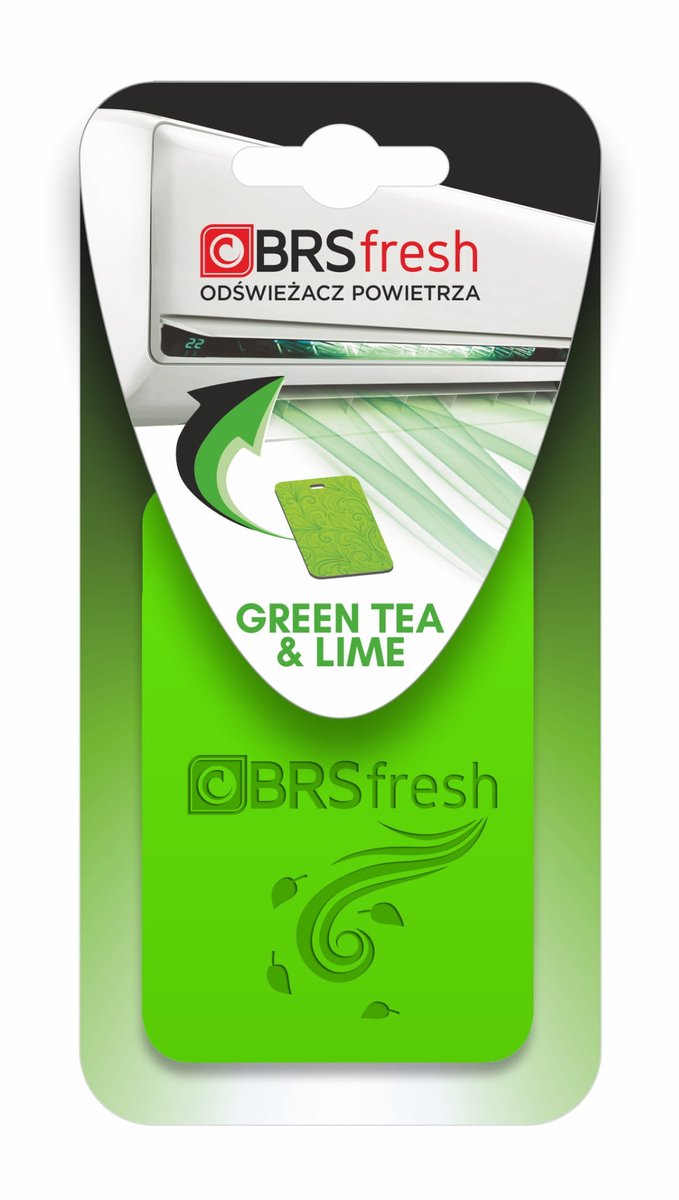 BRS FRESH Luchtverfrisser voor Airco binnenunit - 1 Stuk - Geur: Green Tea & Lime - Geurhanger voor Thuis & Auto - Langdurige Polymeer Geur