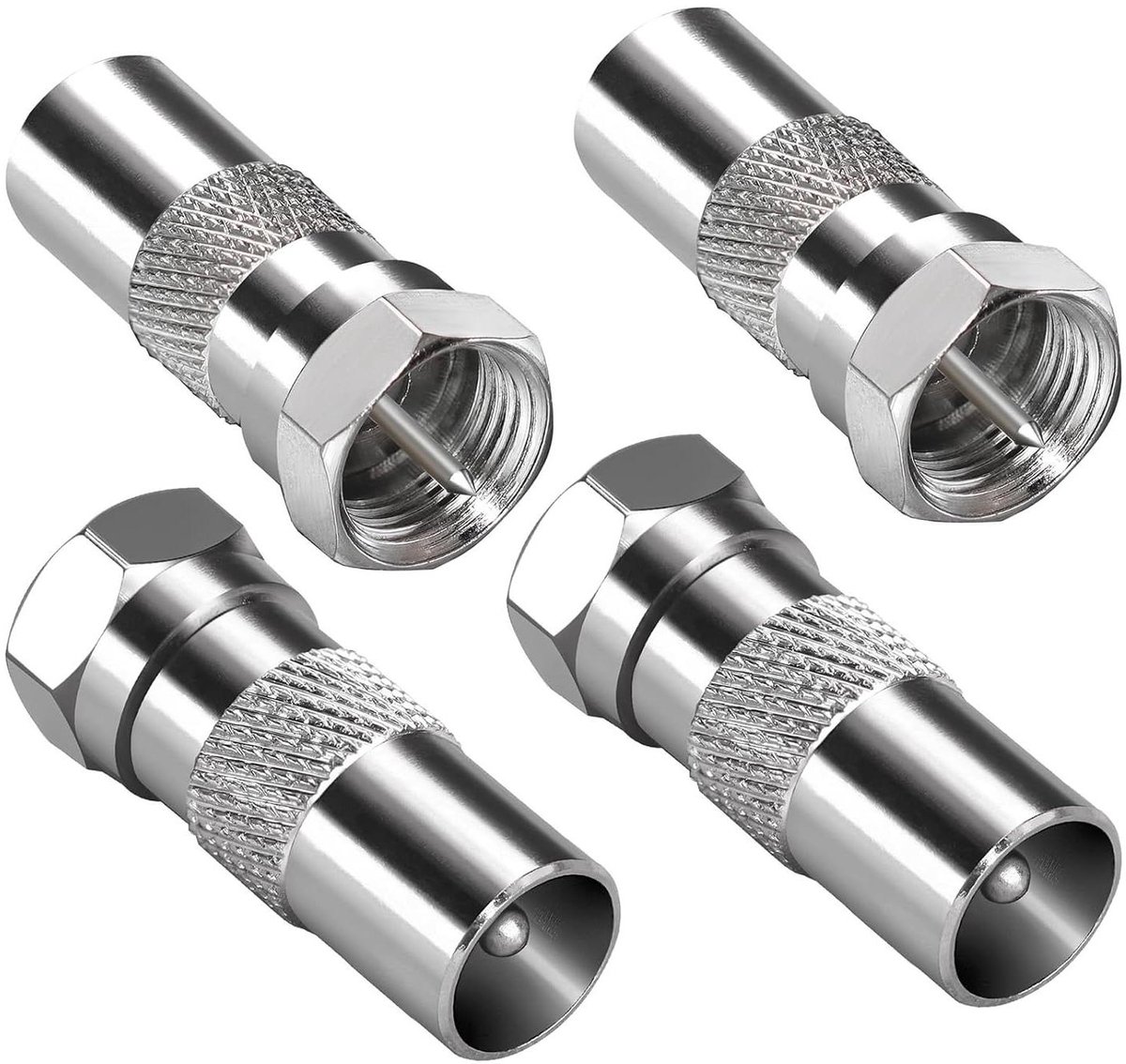 CSGoods - Antenneadapter coaxiale koppeling voor coaxkabel - TV F-stekker naar tv-stekker - Satellietkabel verbinder - 4 stuks