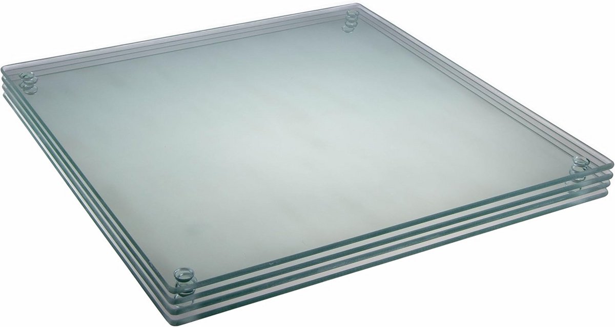 Set van 4 Glazen Snijplanken 30x30 cm - Antislip, Breukbestendig en Vaatwasserbestendig