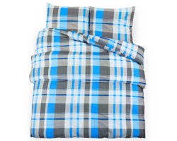 Dekbedovertrekset | Beddengoed 220x240 cm katoen blauw en grijs