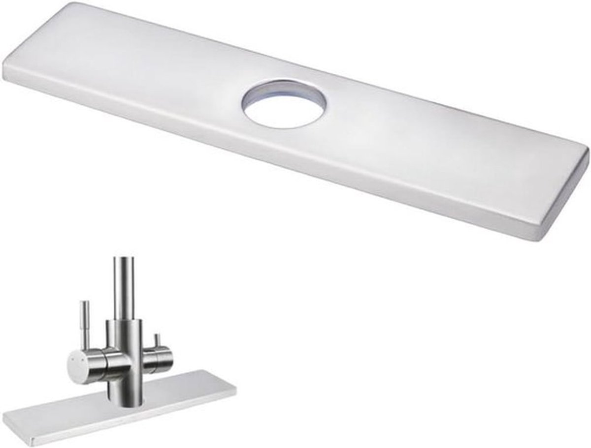 Roestvrijstalen Wastafelkraan Basisplaat 10 Inch - Aanrecht Kraan Gat Cover - Keuken Badkamer - 304 RVS - Rechthoek Cover Plaat - 1 Gat - Dekplaat Rozet