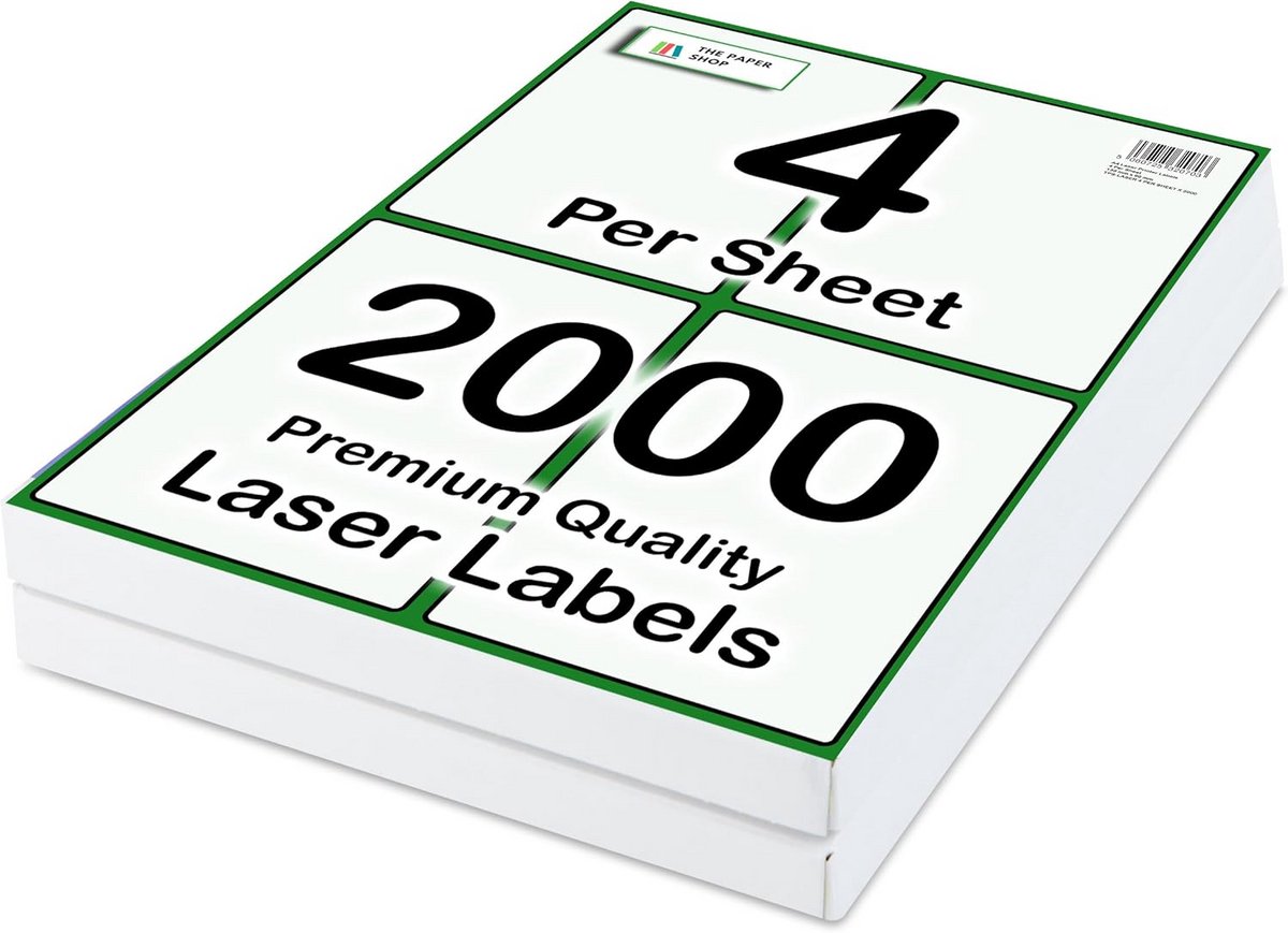 2000 Witte Zelfklevende Printeretiketten A4 - 4 per Vel voor Adressen en Verzending