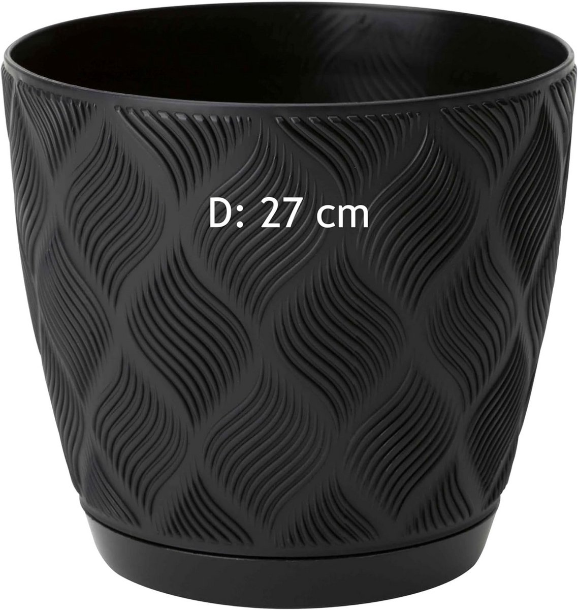 Decoratieve Plantenpot met Onderschotel en 3D-Patroon - Gemaakt van Gerecycled Materiaal