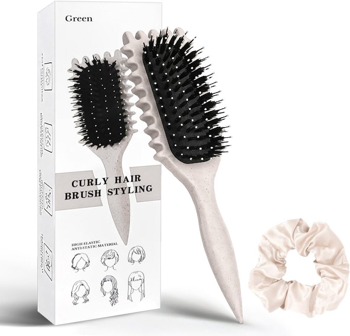Krulborstel voor Definitie en Styling - Inclusief Haarelastiek