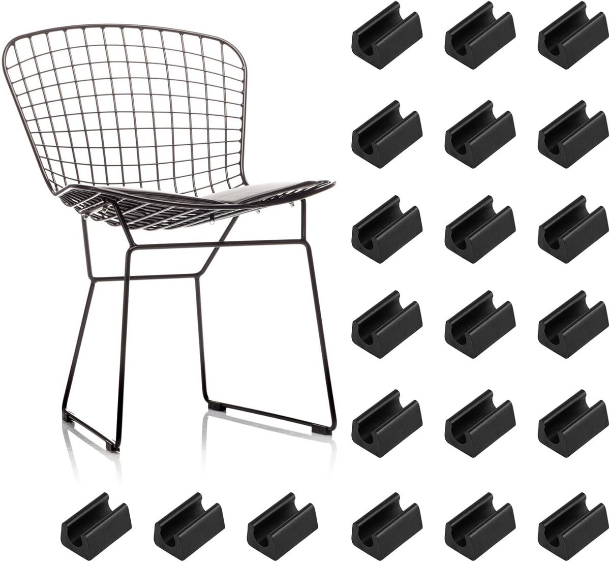 36x U-Vormige Stoelpootdoppen (10mm) - Rubbere Voetjes met Vilt voor Krassen Vrij Houden van Vloeren - Geschikt voor Stoelen, Tafels en Banken