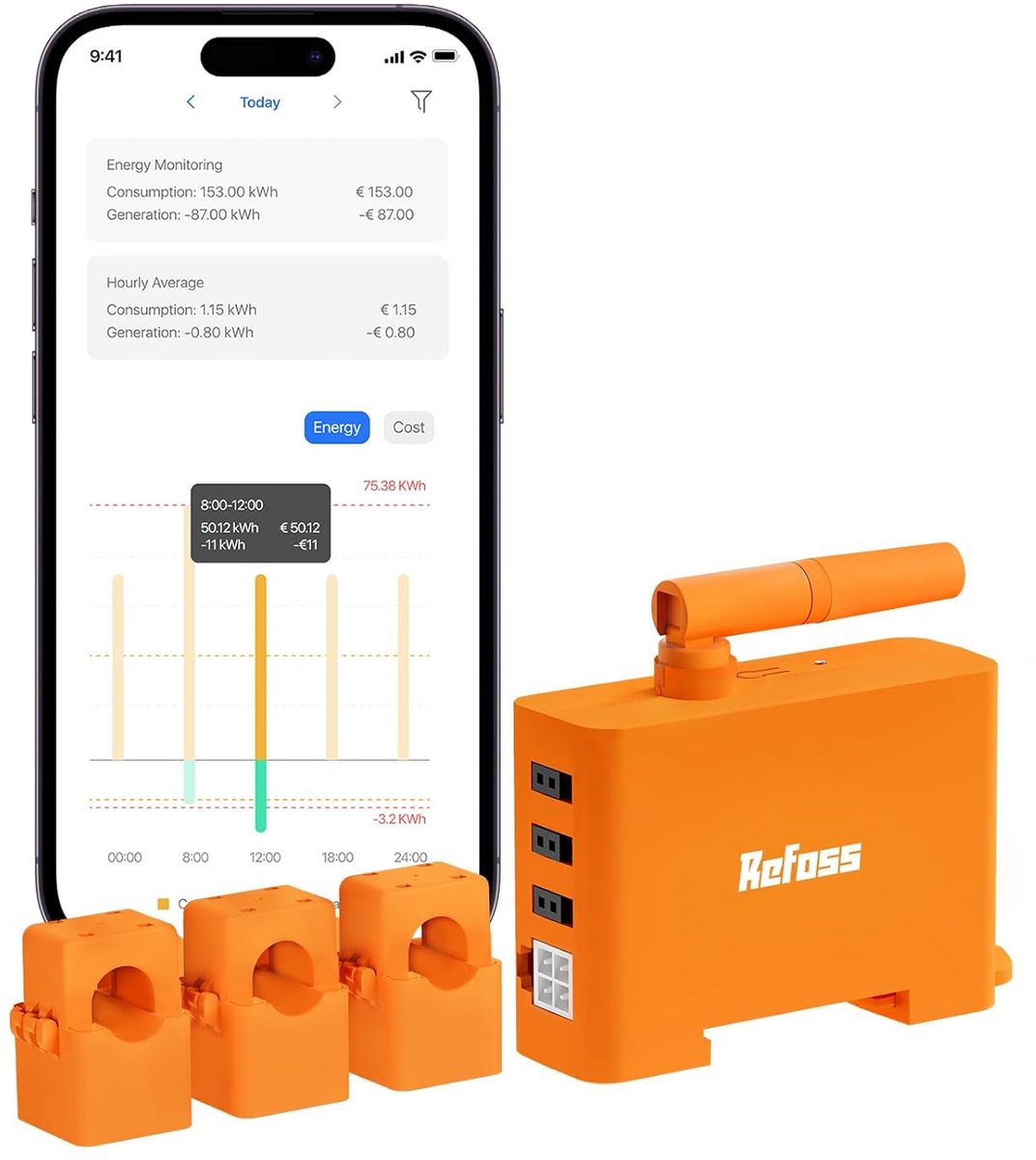 Slimme 3-Fase Energiemeter voor Montagetralie met WiFi en App
