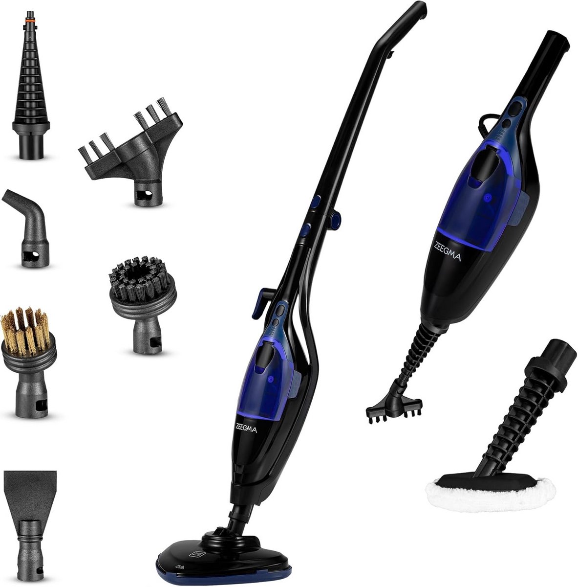 Krachtige 2-in-1 Stoomreiniger en Handstomer met 13 Accessoires voor Alle Vloertypes