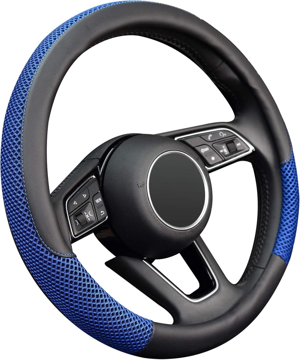 Autostuurhoes, ademend, 38 cm, antislip, autoaccessoire (blauw)