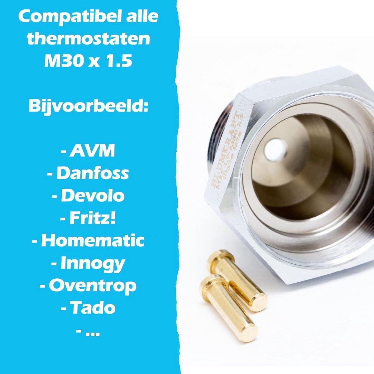 Verloopadapter Radiatorkraan M32x1 naar M30x1.5 voor Slimme Thermostaatkop