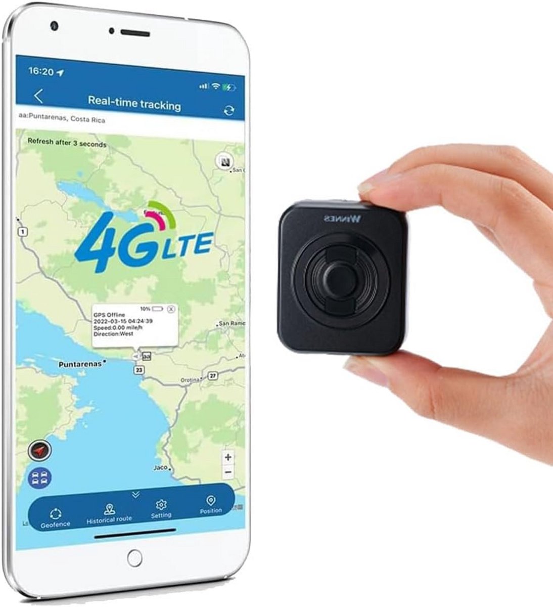 Mini GPS Tracker 4G Realtime Locatie Zonder Abonnement met SOS Alarm