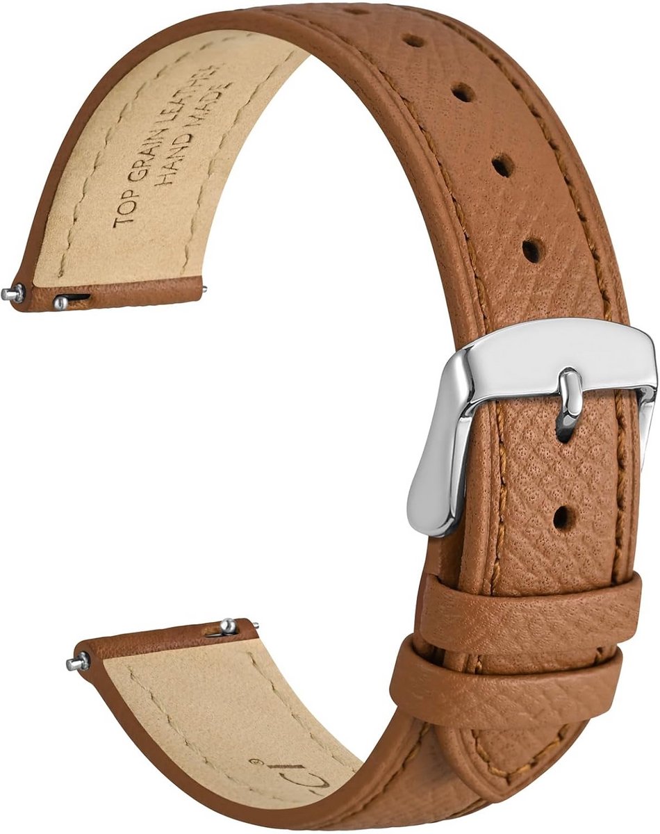 Luxe Nerfleer Horlogebandje met Snelsluiting | Universele Pasvorm 12-20mm