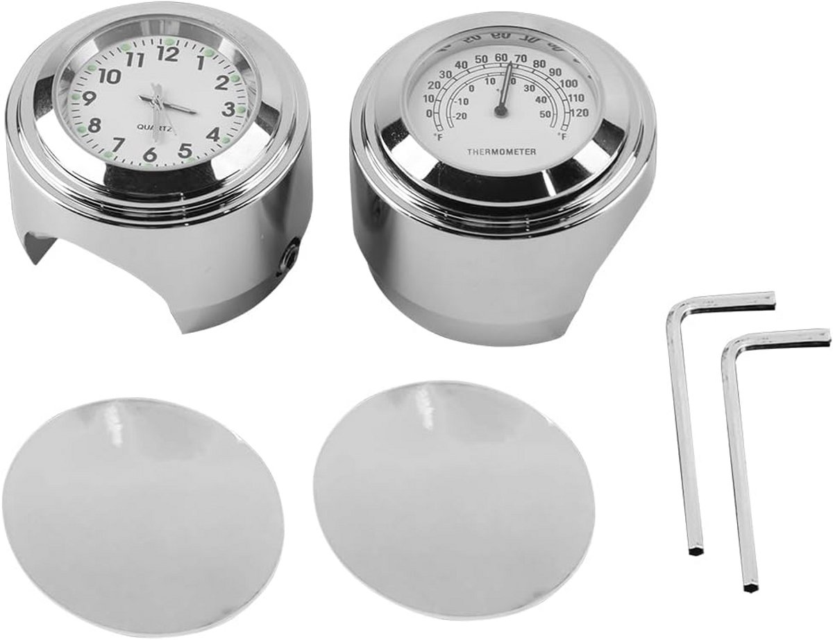 Waterdicht Motorfiets Stuurhorloge en Thermometer voor 22-25 mm Stuurdiameter