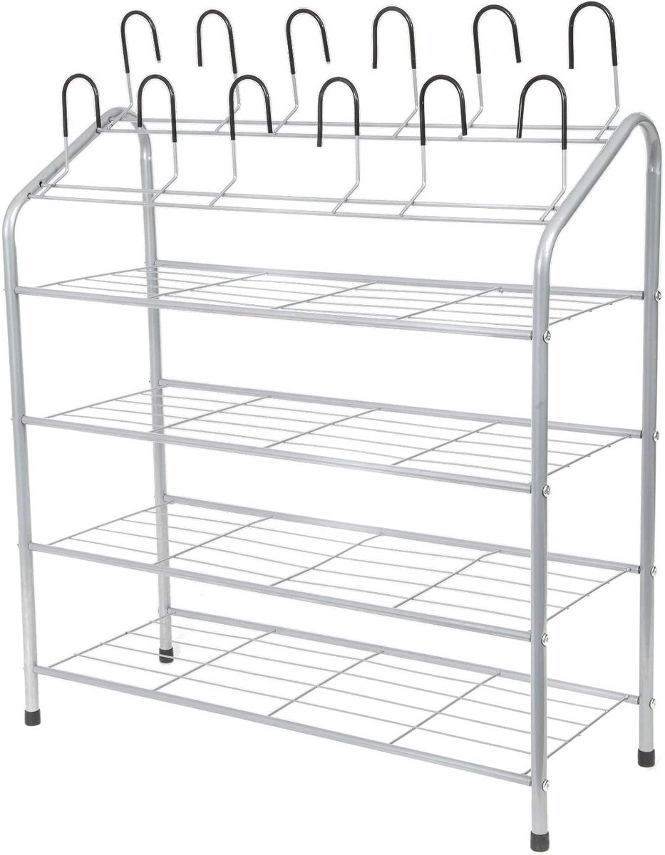 Schoenenrek met 4 etages en 6 extra verticale plekken (70 cm breed)