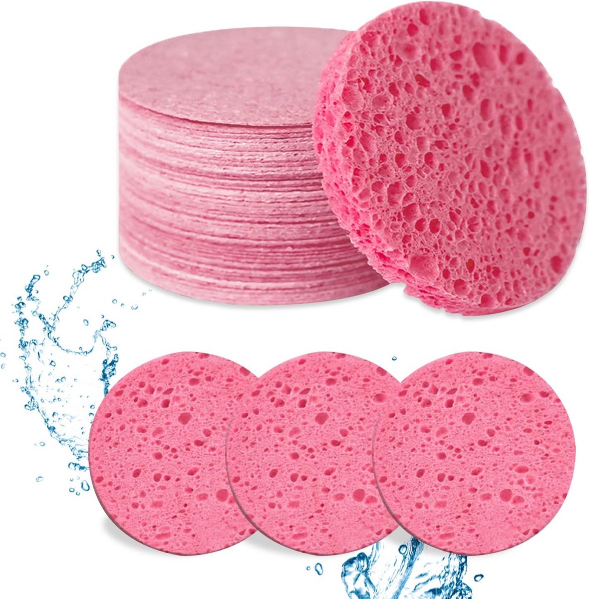 60x Gezichtsreinigingssponsjes - Herbruikbare Make-up Verwijderaar en Peeling Sponzen