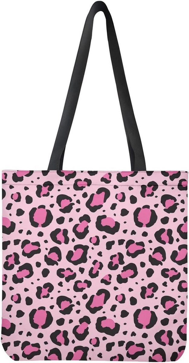 Grote Canvas Shopper Tas met Luipaardprint - Duurzame Schoudertas voor Dames