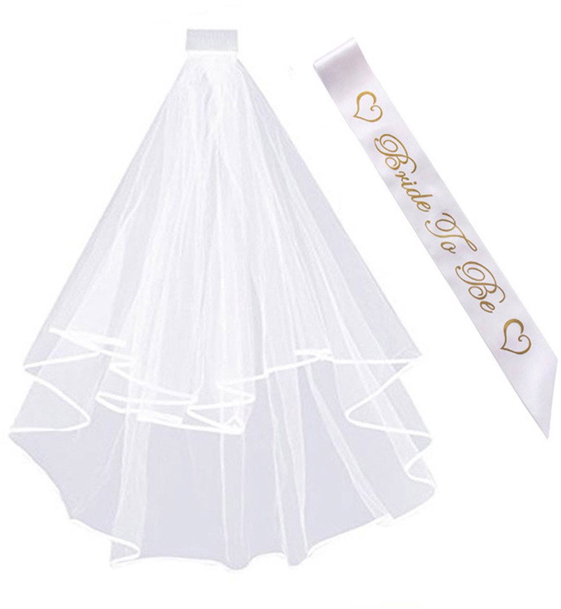 Bride to be set - Sjerp en sluier - Vrijgezellenfeest accessoires - Bachelorette - Bride outfit - Feestdecoratie - Jonyx