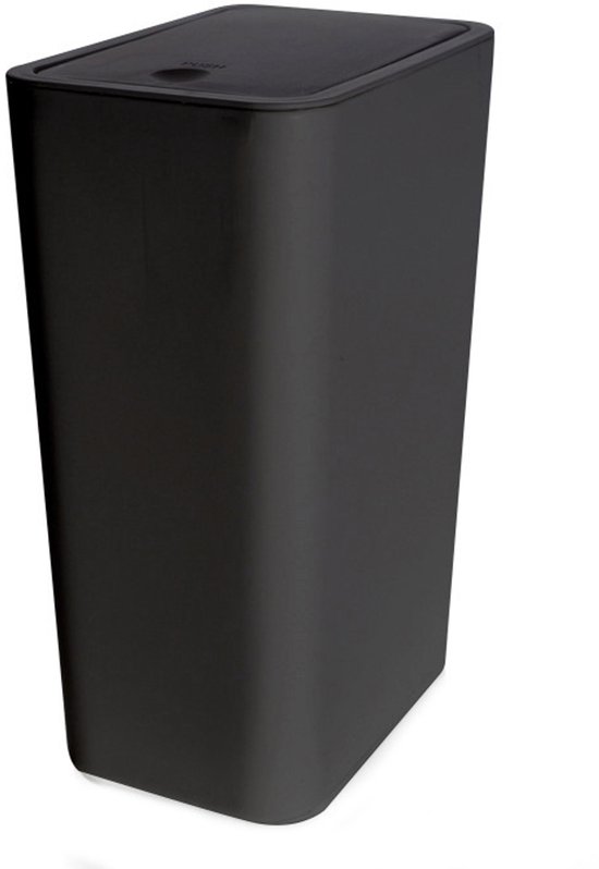 Prullenbak - 9 liter, smal model met deksel - Geurwerend pop-up deksel - Gemaakt van PP-materiaal - Geschikt voor badkamers, keukens, kantoren, woonkamers, slaapkamers en toiletten - 33,3*22,2*15,7 cm -Zwart