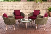 Clp Ameland - Lounge set - 5 mm Rond Polyrotan - Zithoogte 40 cm - Natura Rood