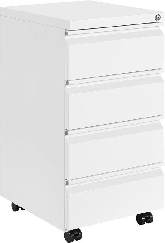 Mobiele Archiefkast Met 4 Laden Afsluitbare Rollcontainer In Wit 37 