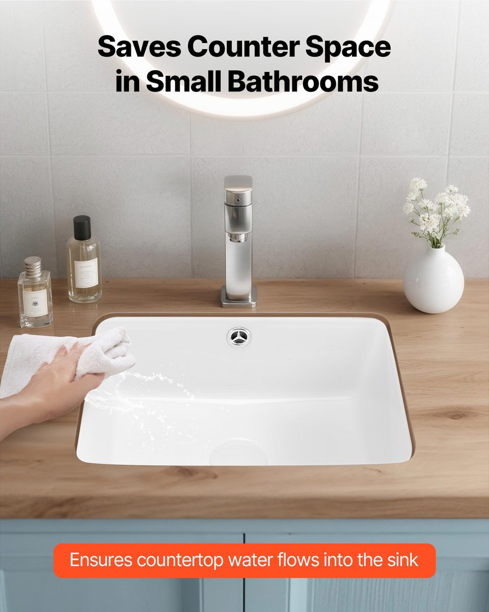 Onderbouwwastafel - Handwasbak - Rechthoekig - Keramisch - Met Overloop - Compact 40 x 30,5 cm - Voor Badkamer/Toilet - Wit